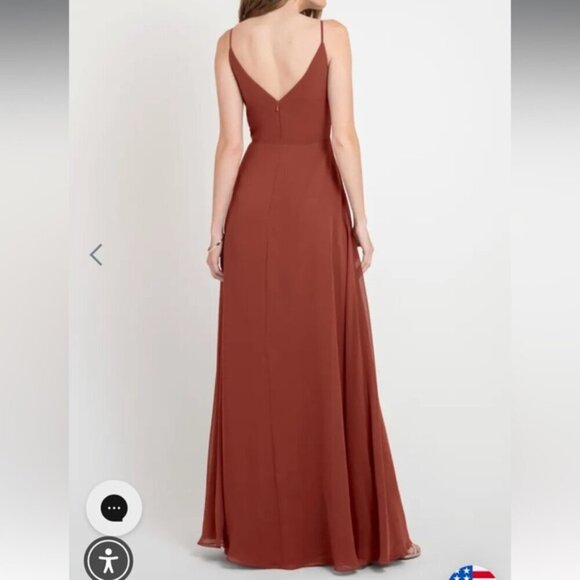 Jenny Yoo Dark Rust English Rose Colby Cocktail Party Slip Maxi Dress Size 4 - Picture 2 of 10